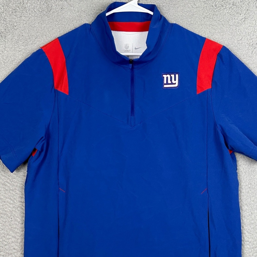 New York Giants Nike Jacket Men Large Blue NFL Football Quarter Zip Short Sleeve